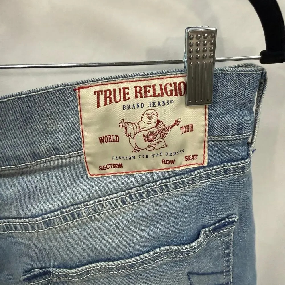 True Religion Geno Relaxed Slim Blue Light Wash Denim Tailored Inseam 33